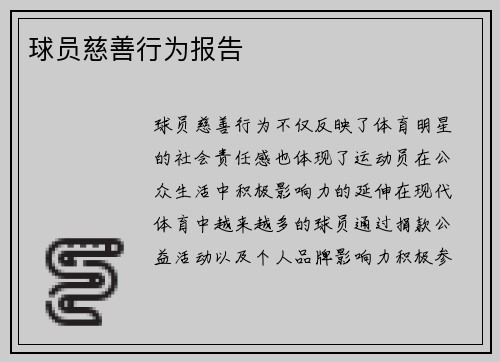 球员慈善行为报告